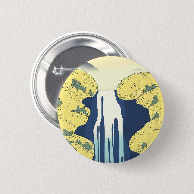 Asian Waterfall 6 Cm Round Badge (Front & Back)
