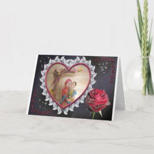 Asian Wedding Couple on Heart Swing Art Print/ Holiday Card