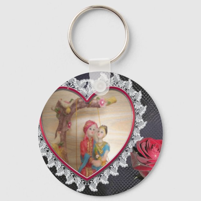Asian Wedding Couple on Heart Swing Art Print/ Key Ring (Front)
