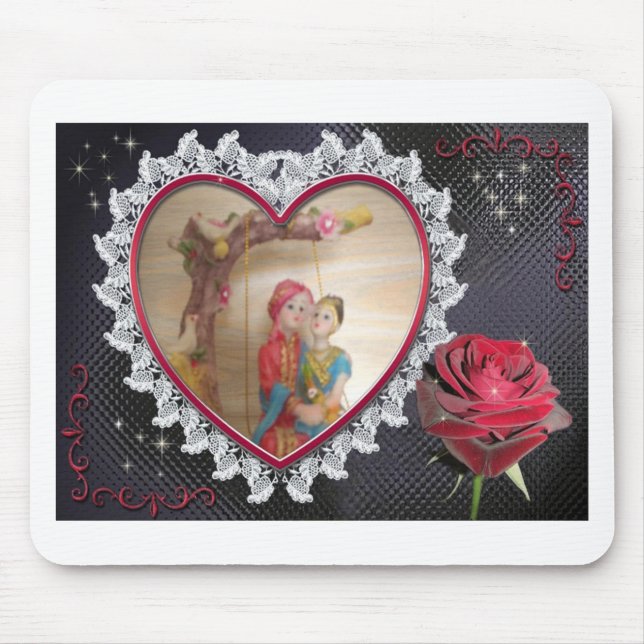 Asian Wedding Couple on Heart Swing Art Print/ Mouse Mat (Front)