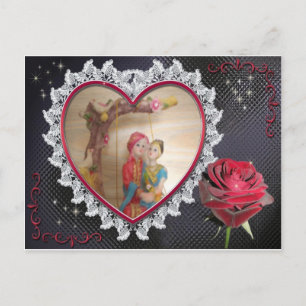 Asian Wedding Couple on Heart Swing Art Print/ Postcard