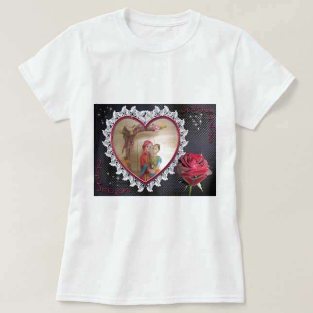 Asian Wedding Couple on Heart Swing Art Print/ T-Shirt (Design Front)