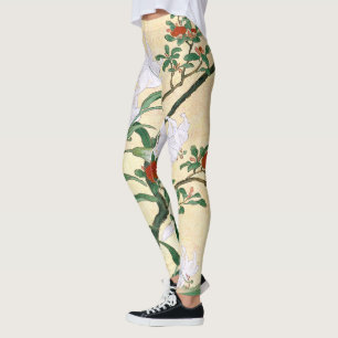 Asian White Lily Flowers All Over Print Leggings