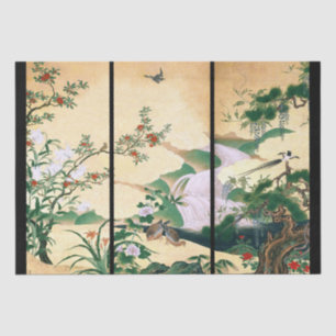 Asian Wisteria Floral Doves Waterfall Tissue Paper