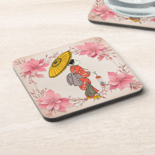 Asian Woman Beverage Coaster