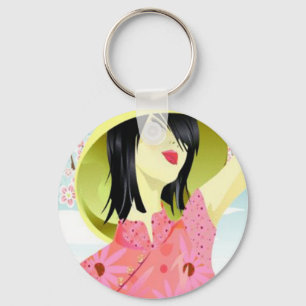 Asian Woman Chain Key Ring