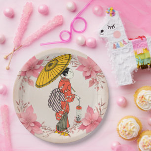 Asian Woman Paper Plate