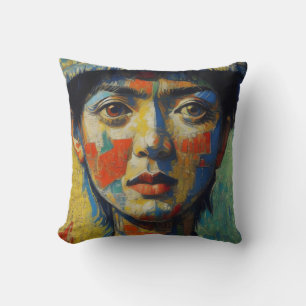 Asian Woman Portrait Painting Cushion