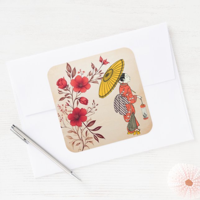 Asian Woman Sticker (Envelope)