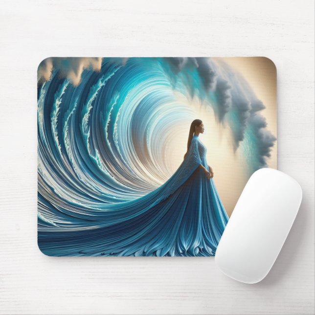 Asian Woman With Wave Gown Mouse Mat (With Mouse)