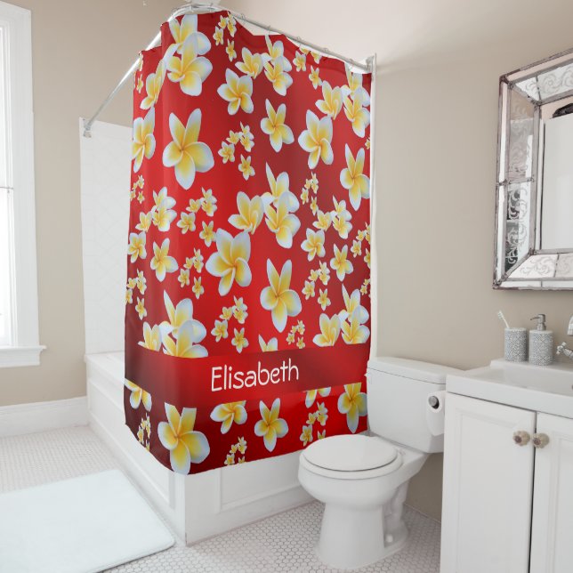 asian, yellow, white, bloom, bright, gold, floral  shower curtain (In Situ)