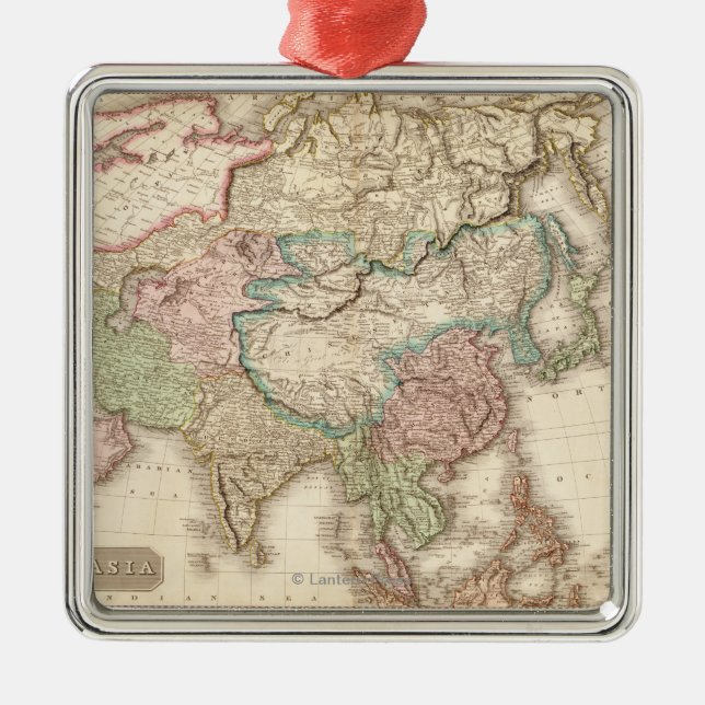 AsiaPanoramic MapAsia 12 Metal Tree Decoration (Front)