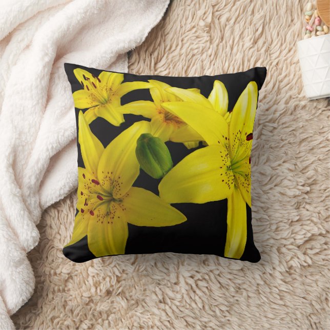 Asiatic Lilies on Black Cushion (Blanket)