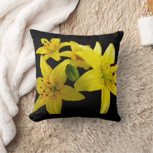 Asiatic Lilies on Black Cushion