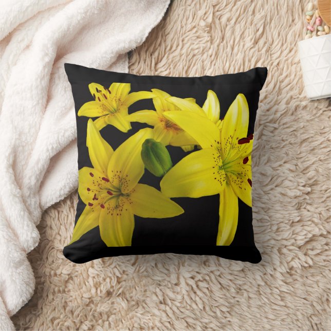 Asiatic Lilies on Black Cushion (Blanket)