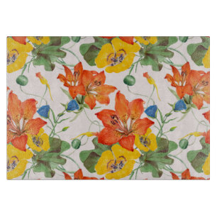 Asiatic lilies tulips morning glories pattern cutting board