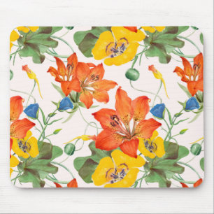 Asiatic lilies tulips morning glories pattern mouse mat