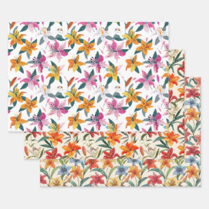 Asiatic Lily Heirloom Floral Art Decoupage Vintage Wrapping Paper Sheet