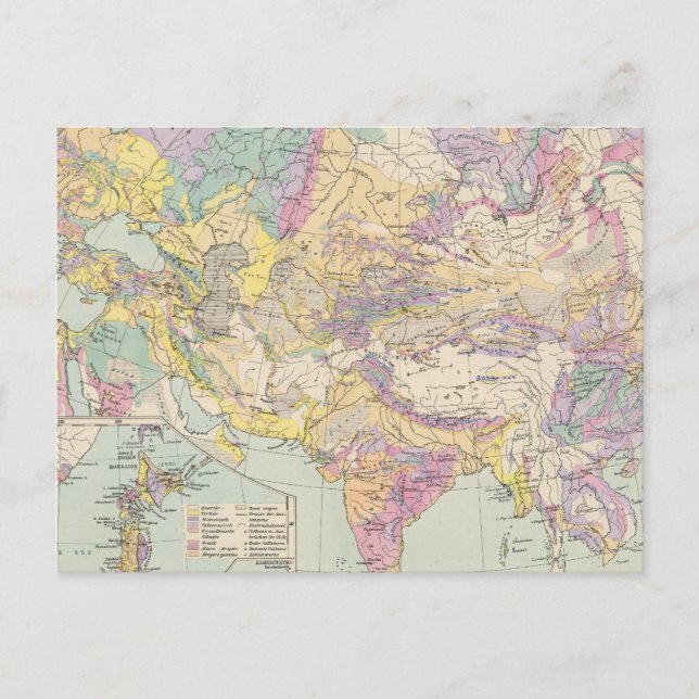 Asien u Europa - Atlas Map of Asia and Europe Postcard (Front)