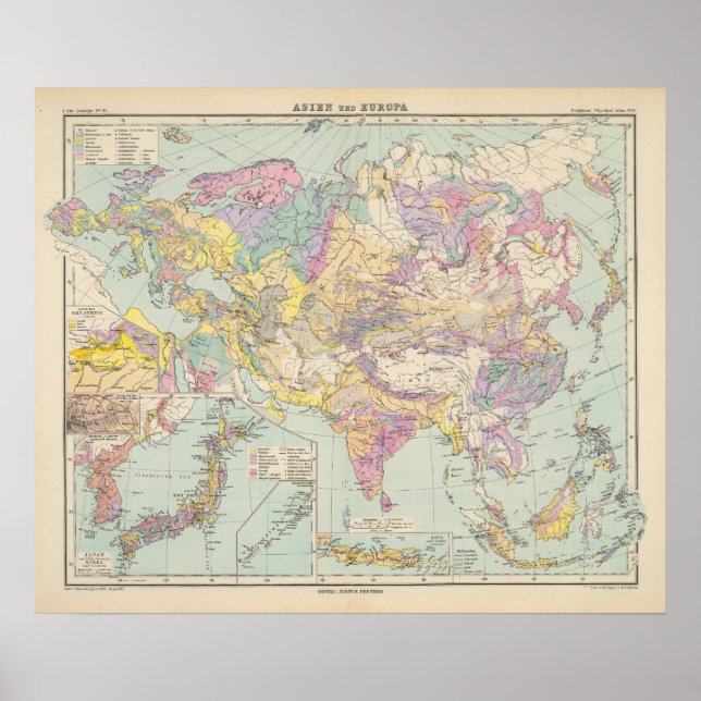 Asien u Europa - Atlas Map of Asia and Europe Poster (Front)