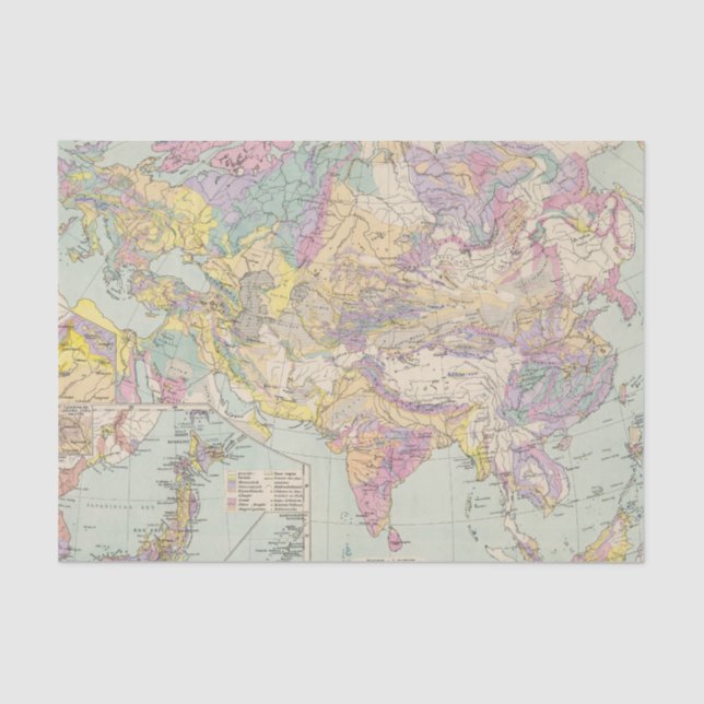 Asien u Europa - Atlas Map of Asia and Europe Tissue Paper (Front)