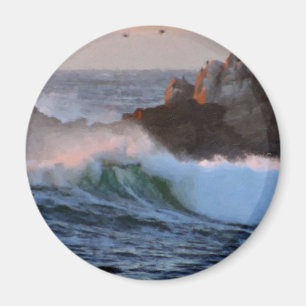 Asilomar Beach Wave Big Sur California Painted Magnet