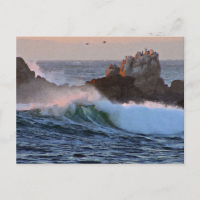 Asilomar Beach Wave Big Sur California Painted Postcard (Front)