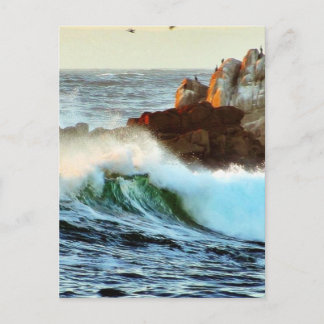 Asilomar Beaches Waves Ocean Dusk Postcard