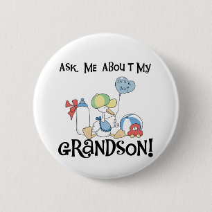 Ask About My Grandson Tshirts and Gifts 6 Cm Round Badge