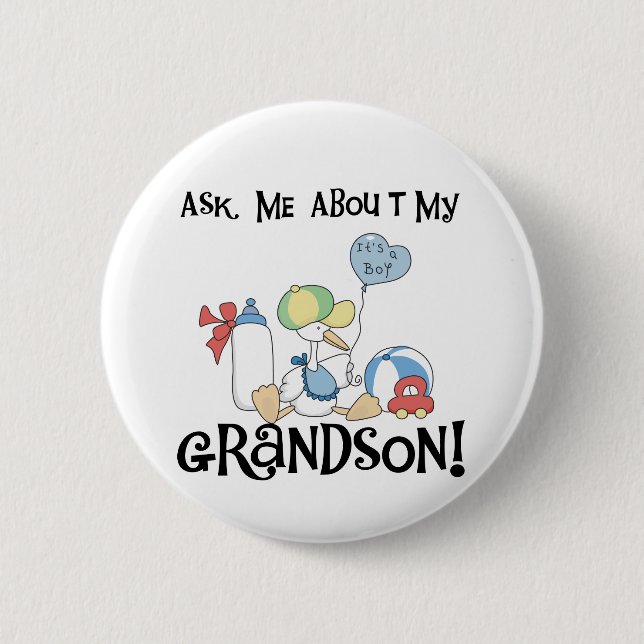 Ask About My Grandson Tshirts and Gifts 6 Cm Round Badge (Front)