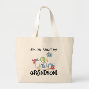 Ask About My Grandson Tshirts and Gifts Large Tote Bag