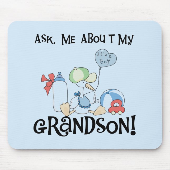 Ask About My Grandson Tshirts and Gifts Mouse Mat (Front)