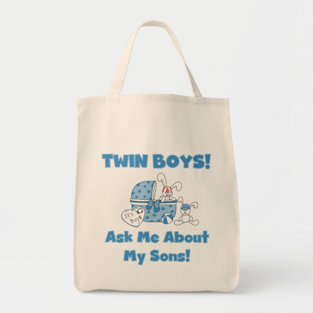 Ask About My Twin Sons Tshirts and Gifts Tote Bag (Front)