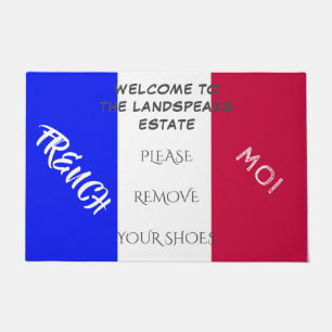Ask Guests to Remove Shoes with French Flag   Doormat