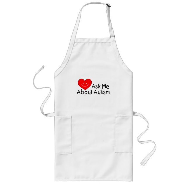 Ask Me About Autism (Heart) Long Apron (Front)