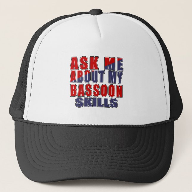ASK ME ABOUT BASSOON DANCE TRUCKER HAT (Front)