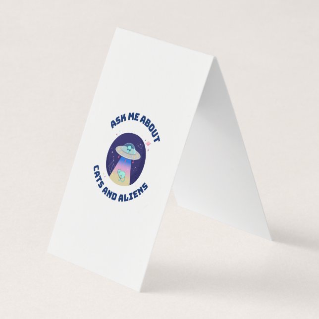Ask me about cats and aliens business card (Front)