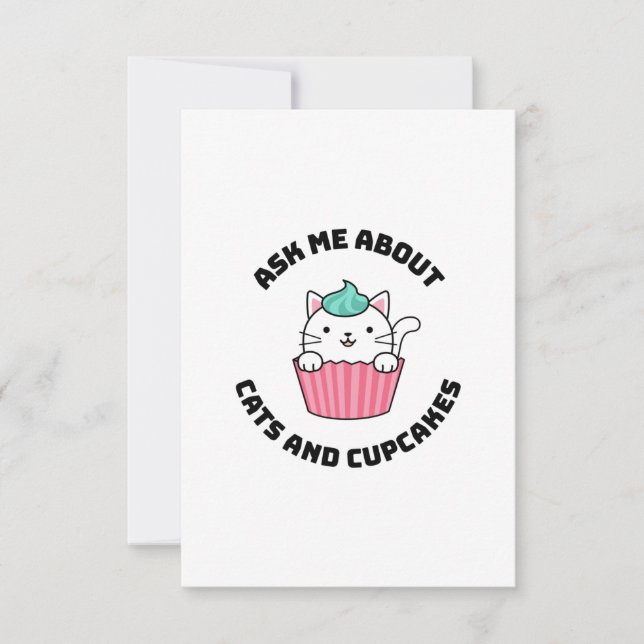 Ask me about cats and cupcakes thank you card (Front)