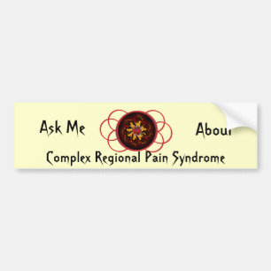 Ask Me About CRPS Red & Black Star Burst Scroll Bumper Sticker
