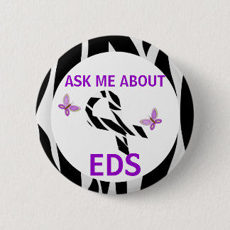 Ask Me About Ehlers-Danlos EDS Awareness Ribbon 6 Cm Round Badge