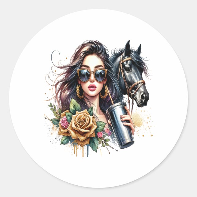 Ask Me About Horse Funny Horse Classic Round Sticker (Front)