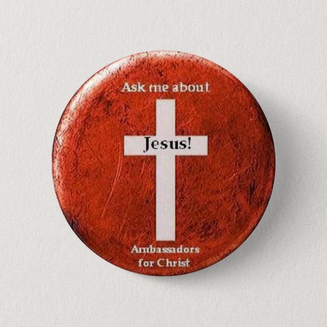 Ask me about Jesus! 6 Cm Round Badge (Front)