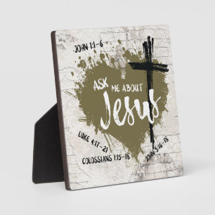 ASK ME ABOUT JESUS Gospel Graffiti Christian Plaque