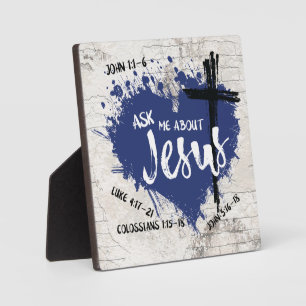 ASK ME ABOUT JESUS Gospel Graffiti Scripture Plaque