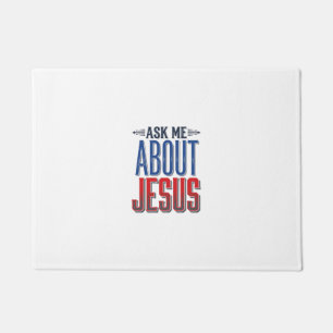 Ask Me About Jesus Vintage Christian Shirt Design  Doormat