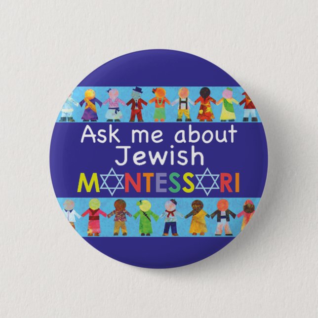 Ask Me about Jewish MONTESSORI 2.25" Round Button (Front)