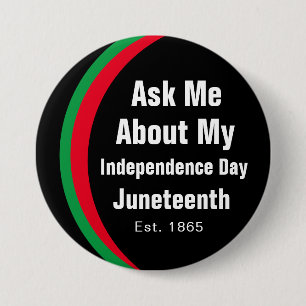 Ask Me About Juneteenth Red Black Green Button
