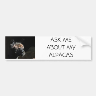ASK ME ABOUT MY ALPACAS BUMPER STICKER