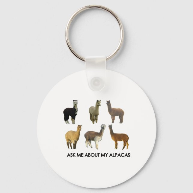 Ask me about my alpacas key ring (Front)