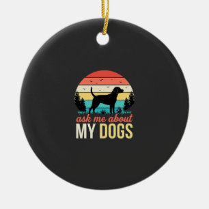 Ask Me About My Dogs Retro Sunset_1 Ceramic Tree Decoration